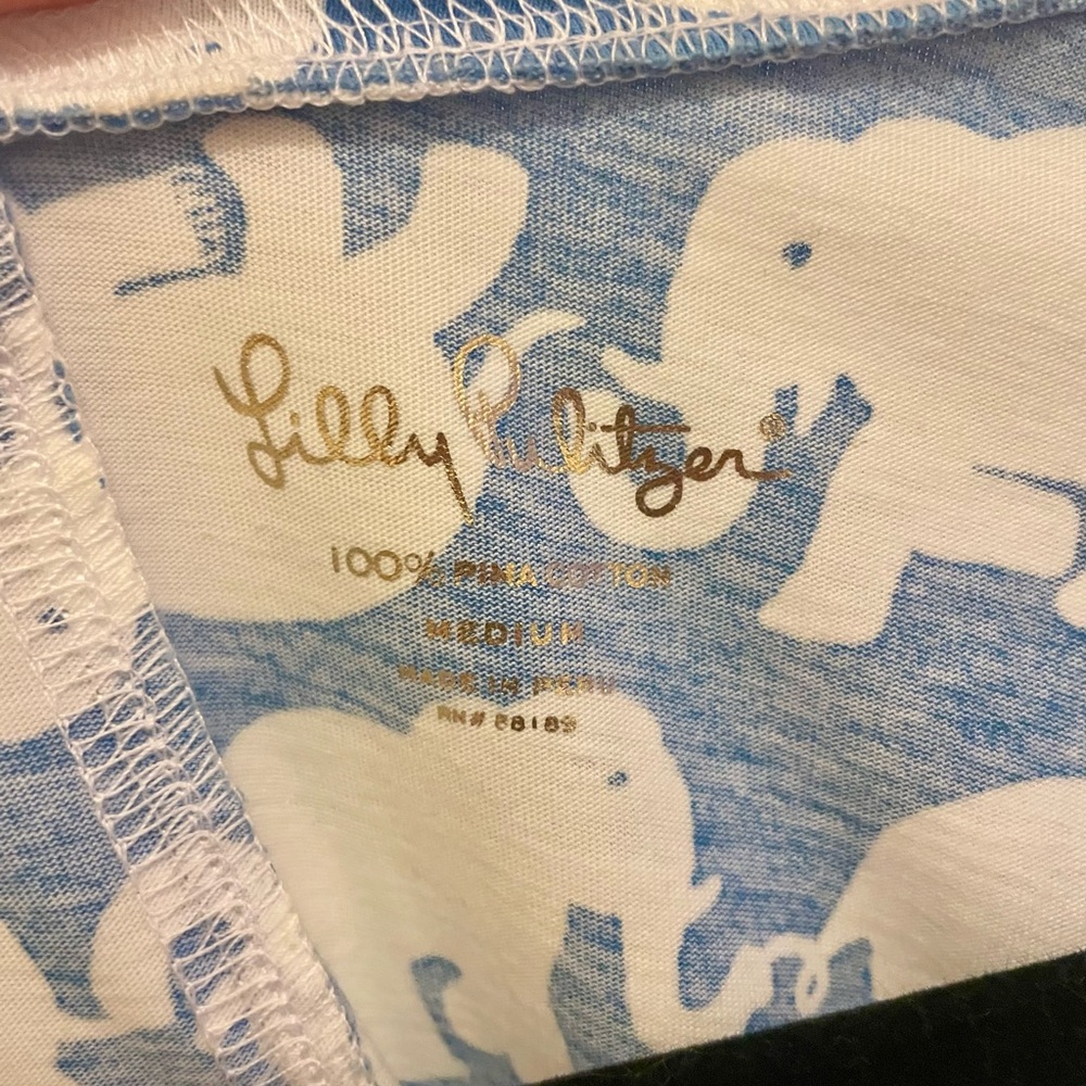 Lilly Pulitzer Blue and White Elephant Pattern Top - Picture 2 of 4